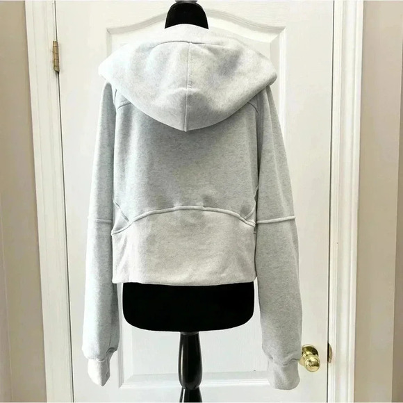 Cropped Hoodie 1/2 Zip Sweatshirt Fleece Lined Sporty Active Grey Size Small - Picture 13 of 14